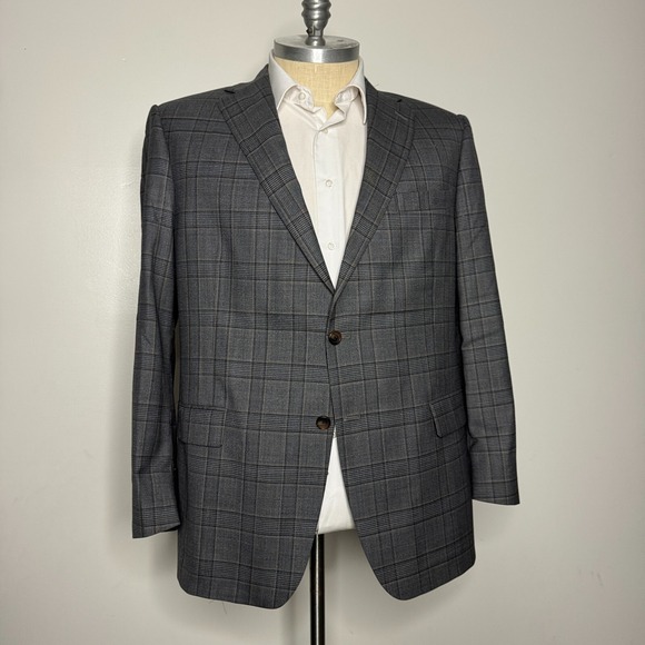 Hart Schaffner & Marx Men's 48R Sport Coat Blazer Jacket Brown Check Wool‎ - Picture 1 of 13